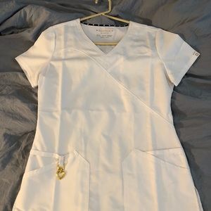 White scrub top